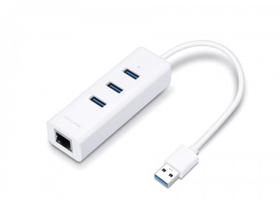 TP-LINK USB 3.0 3-Port Hub i Gigabit Ethernet adapter 2v1