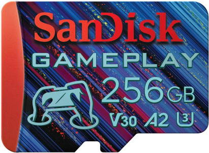 SanDisk GamePlay microSDXC UHS-I Card, 256GB Gaming microSDXC, 190MB/s, 130MB/s W, UHS-I, V30, U3, C10, RPD1