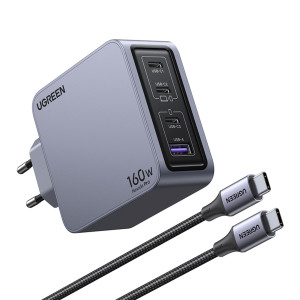 Ugreen Nexode Pro 160W 4-Portni GaN USB polnilec s priloženim 1,5M 240W USB-C polnilnim kablom