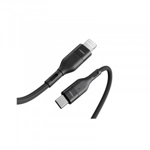VEGER CL01 pleteni kabel USB-C na Lightning, 1,2m, črn
