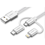 Ugreen USB 2.0 na Micro USB+Lightning+Type C (3 v 1) podatkovni kabel pleten 1,5m