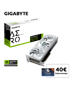Grafična kartica GIGABYTE GeForce RTX 5070 AERO OC 12G, 12GB GDDR7, PCI-E 5.0